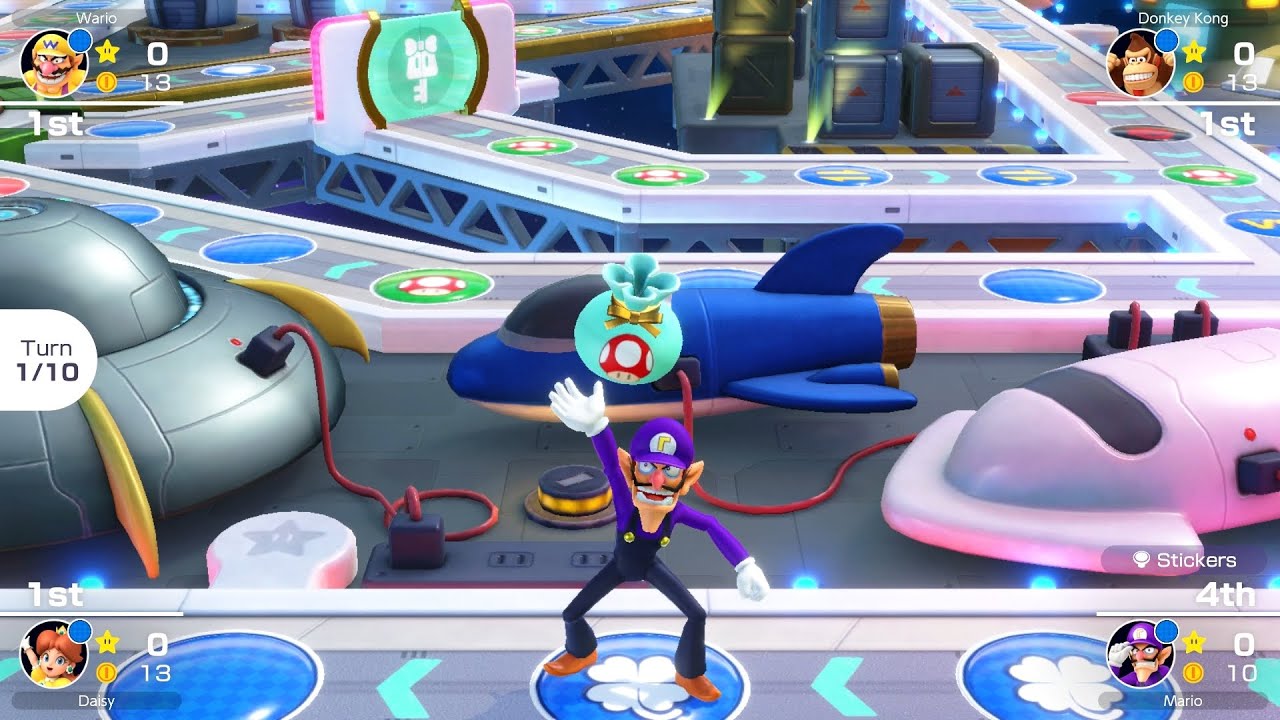 Mario Party Superstars #368 Space Land Waluigi vs Daisy vs Donkey Kong vs Wario