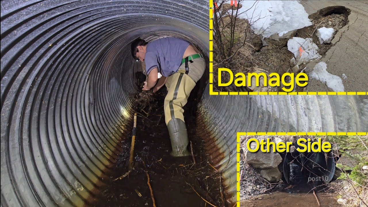 Unclogging Lots Of Culverts And Lots Of Road Damage After A Violent Spring Thaw