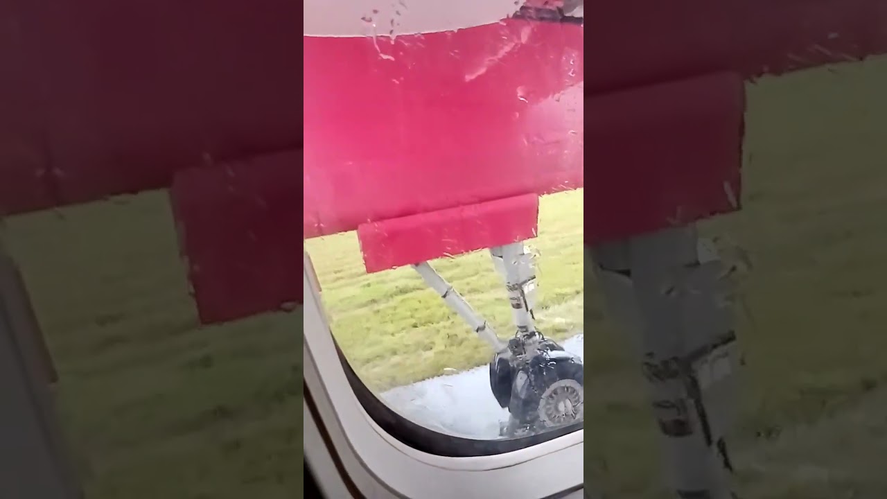 ✈️ Plane Takes Off in Heavy Rain
