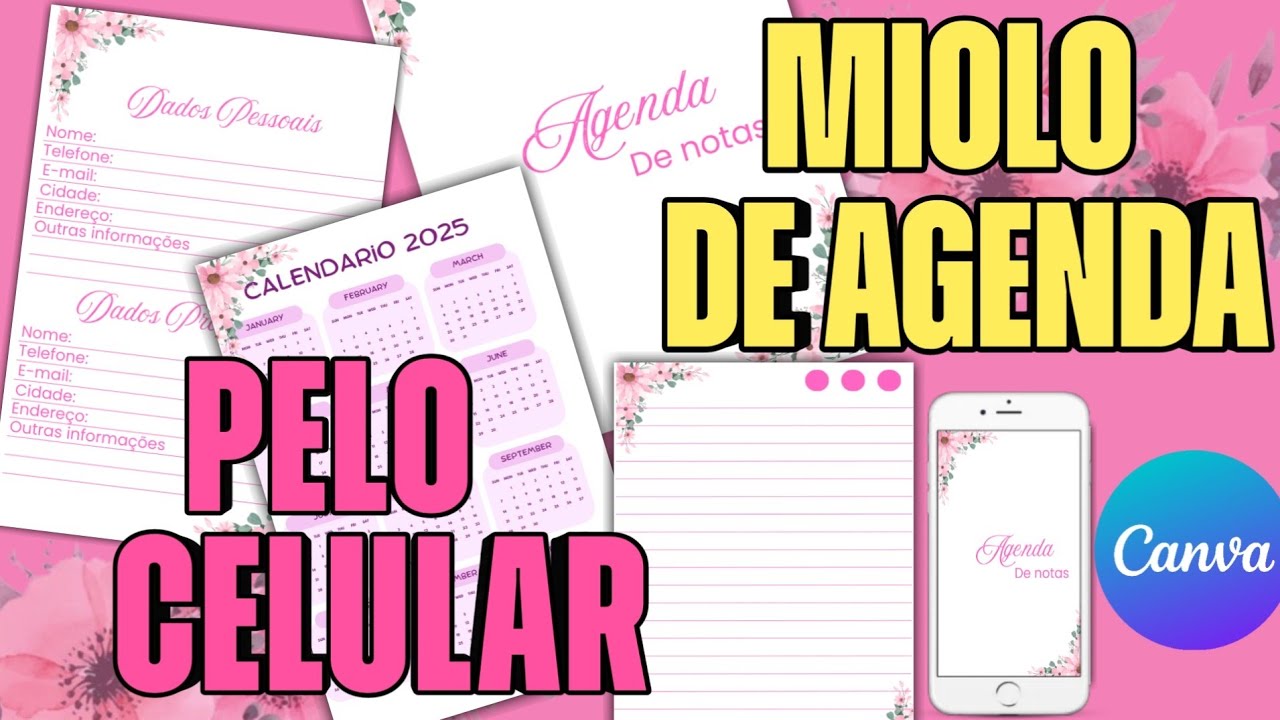COMO FAZER MIOLO DE AGENDA 2025 NO CANVA PELO CELULAR (Fácil e Profissional) | DIY Planner 2025