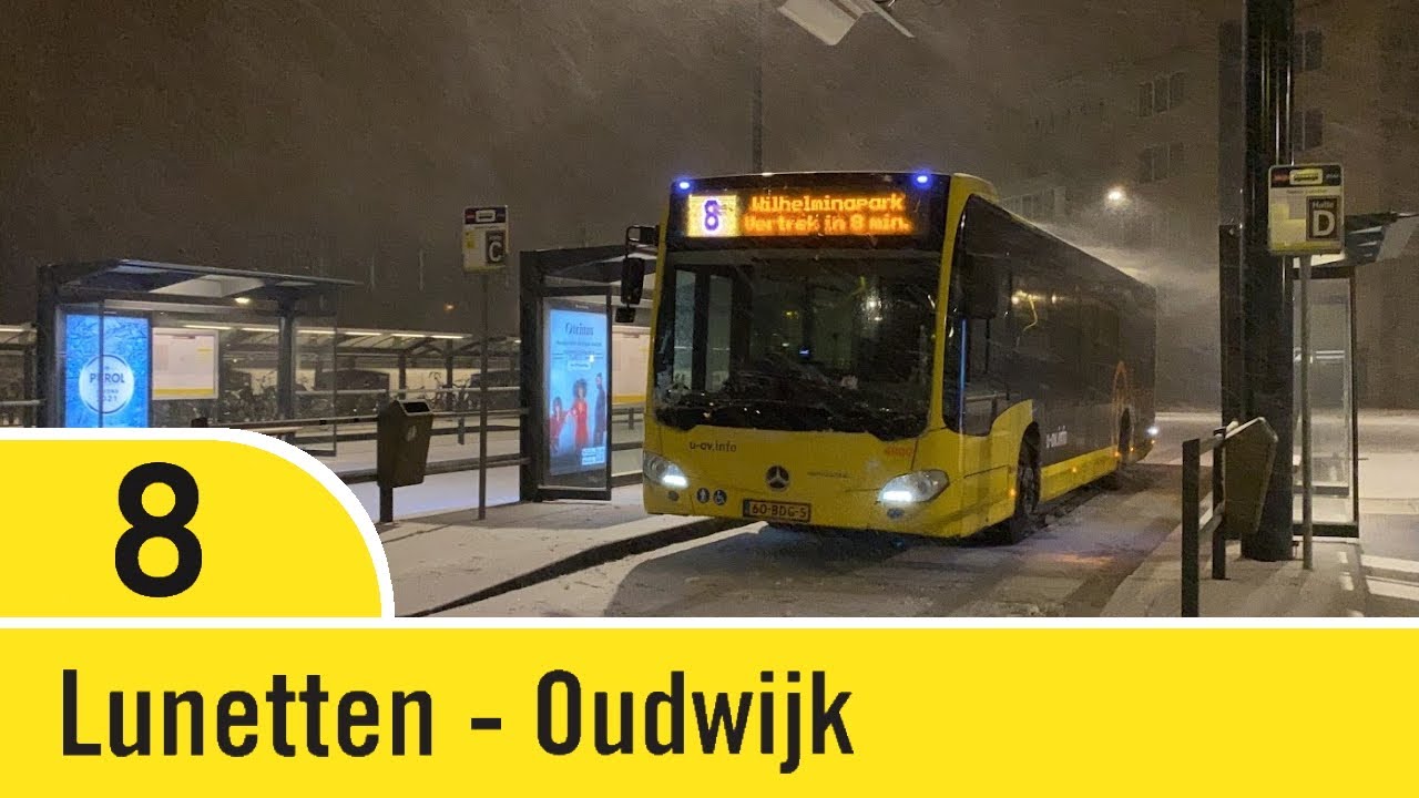 [4K] Bustraject | Lijn 8 | Lunetten - Oudwijk (Sneeuw!)