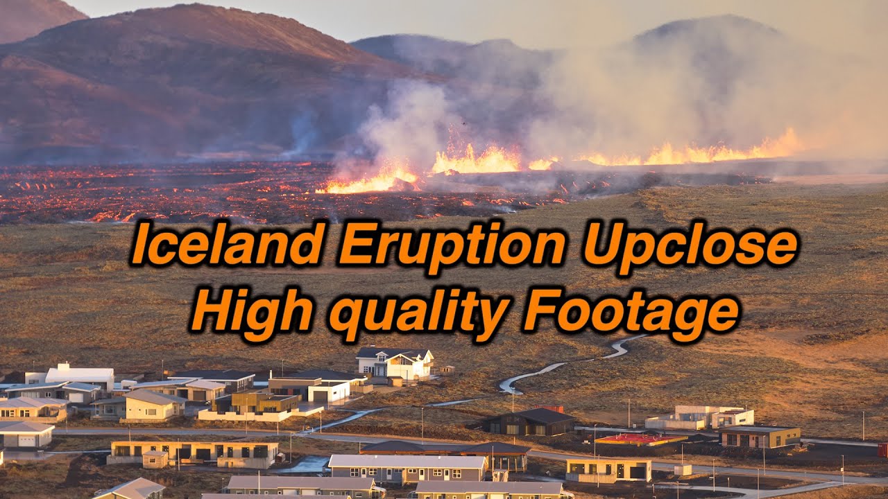 Iceland new volcanic eruption inside town Grindavik exclusive 4k drone footage