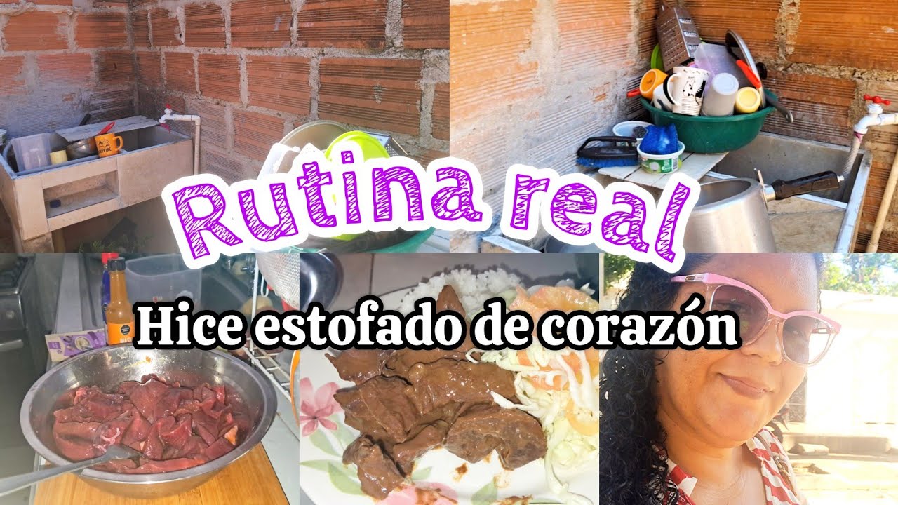 Mi rutina lavando platos en el patio😱hice estofado de corazón para mi visita 