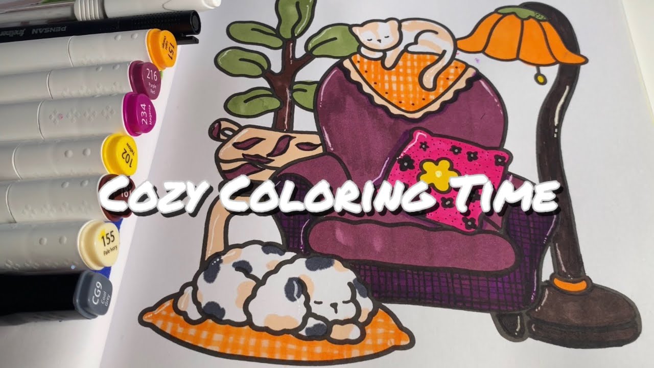 @50 Minutes of Cozy Winter Coloring ❄️ | تلوين هادئ مع أجواء منزلية