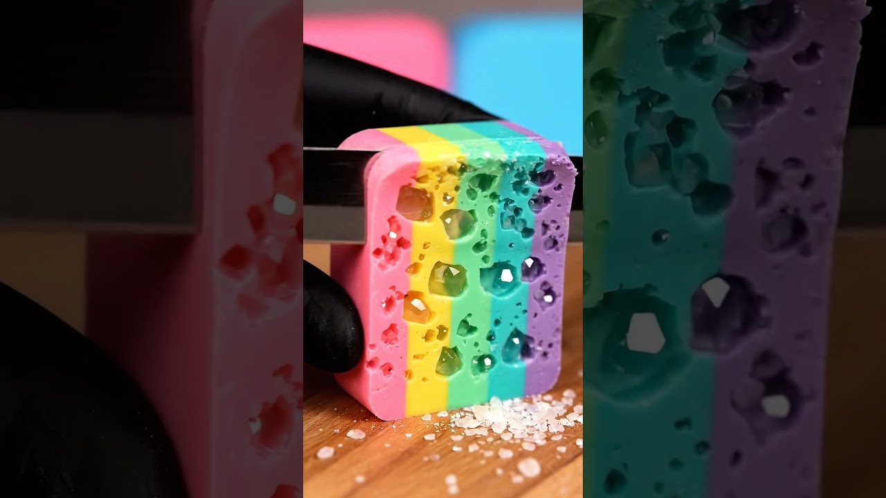 🌈 Ultra Satisfying Rainbow Soap Cutting ASMR | Whisper Cuts 🌈🧼🔪