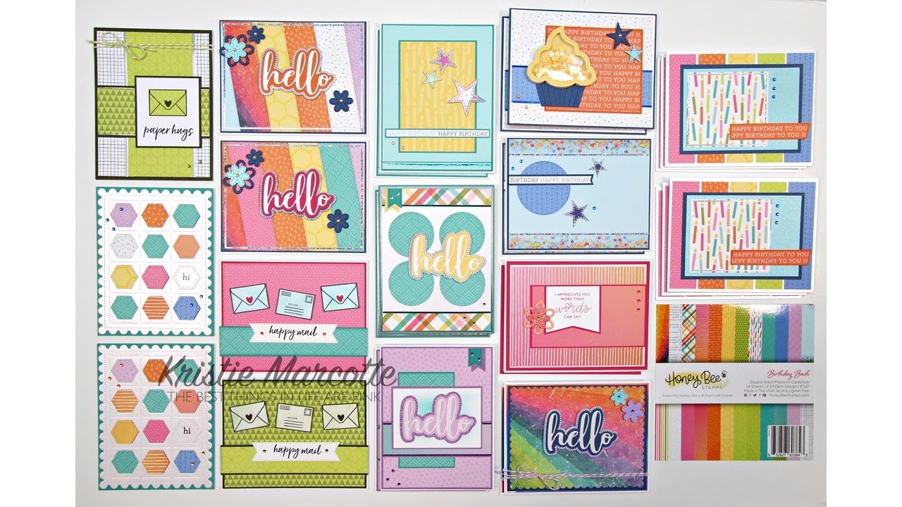 Honey Bee Stamps - Birthday Bash - 27 cards from one 6x6 paper pad