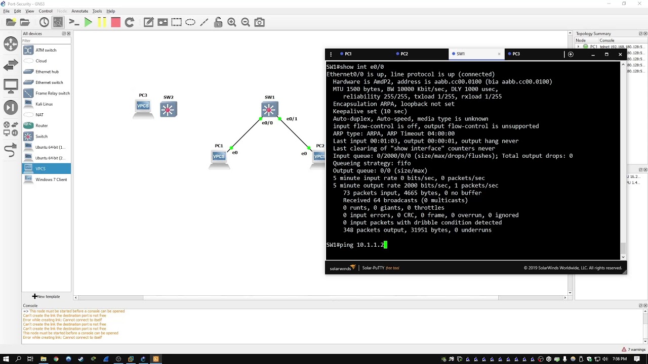 Port-Security (GNS3 2.2.14)
