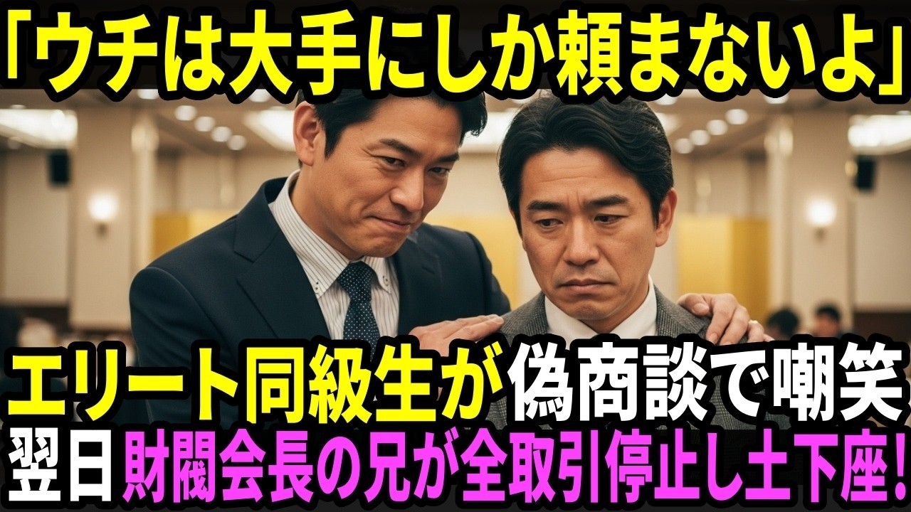 地元のエリート商社勤めの同級生「契約は嘘wドッキリ大成功〜w」→兄が取引先会長で“全契約停止宣告”し顔面蒼白！