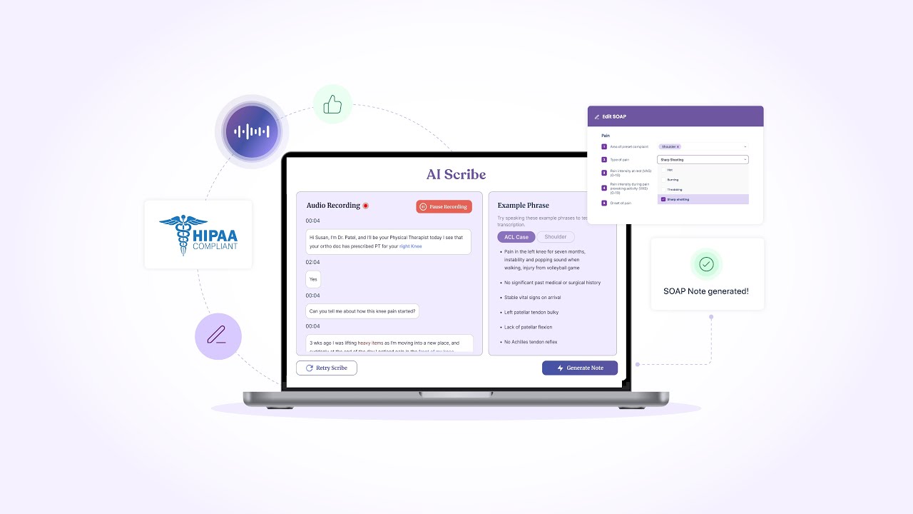 Spry AI Scribe: Instantly Create Accurate SOAP Notes for PT, OT, and ST Pros
