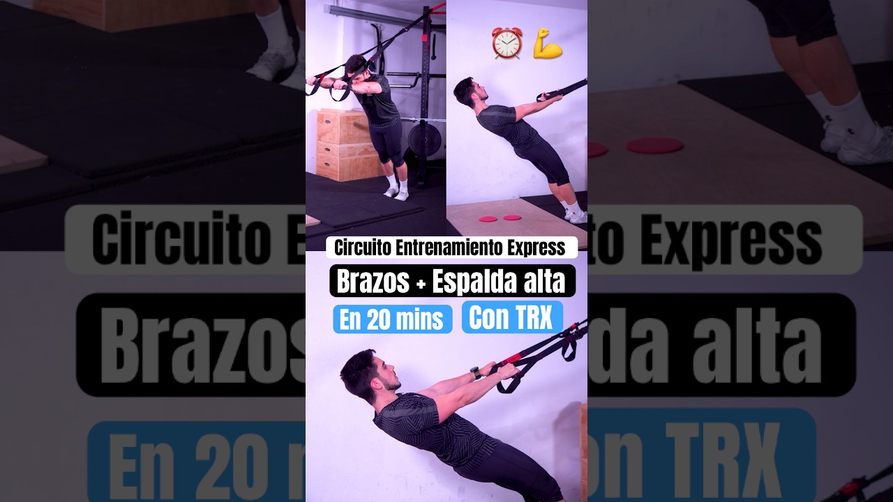 Circuito para ENTRENAR BRAZOS + Espalda alta en poco tiempo ⏱️ con un TRX o Anillas
