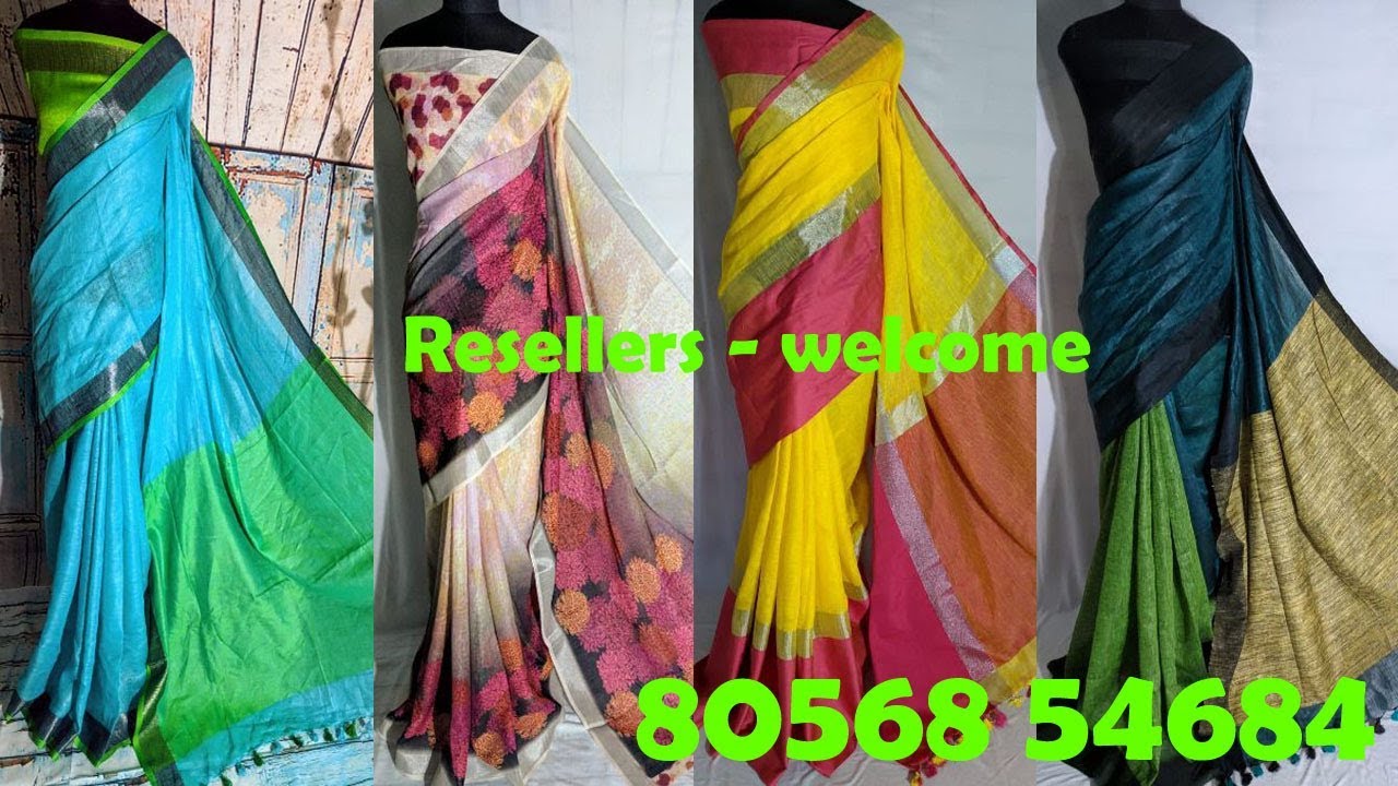 MOST DEMANDING - PURE LINEN- ZARI BORDER- MULTI COLORS- SAREES