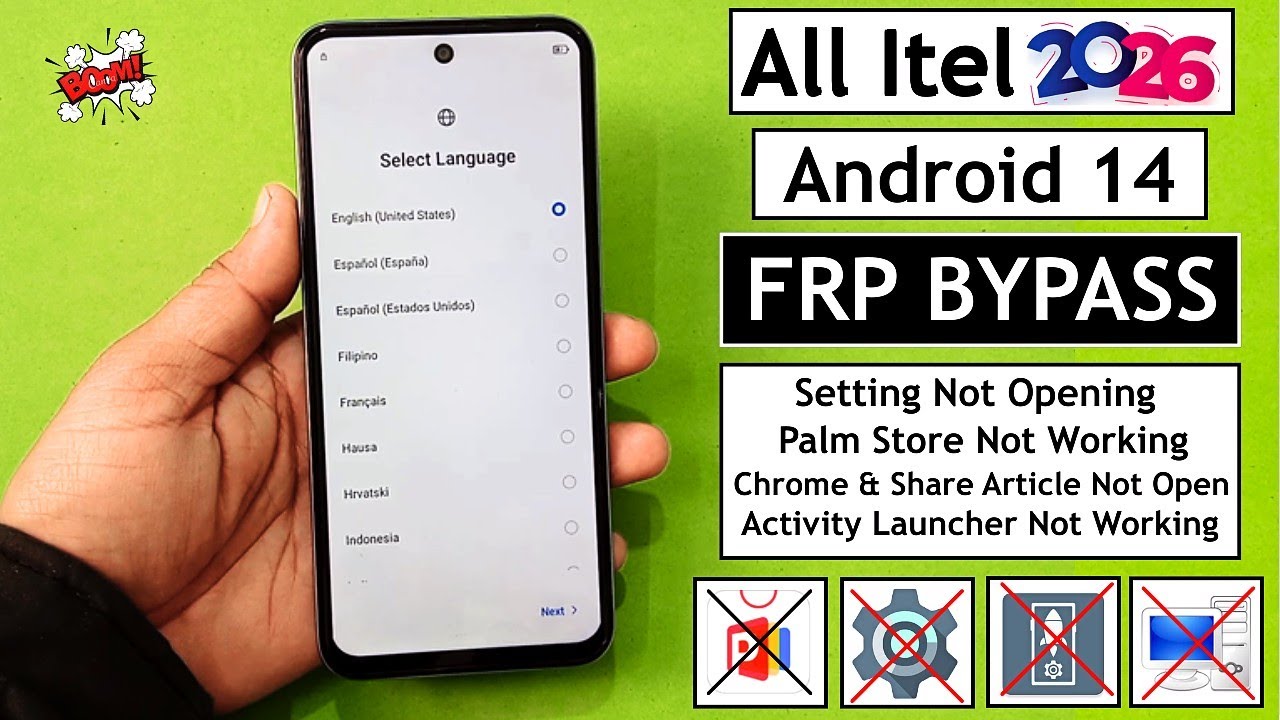 Itel Android 14 FRP Bypass 2026 ✔️ Settings Not Opening Fix | Google Account Remove Without PC