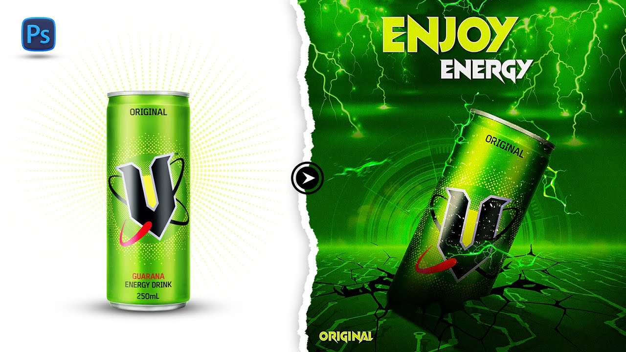 How to Design Energy Drink Banner for Social Media in Photoshop l 