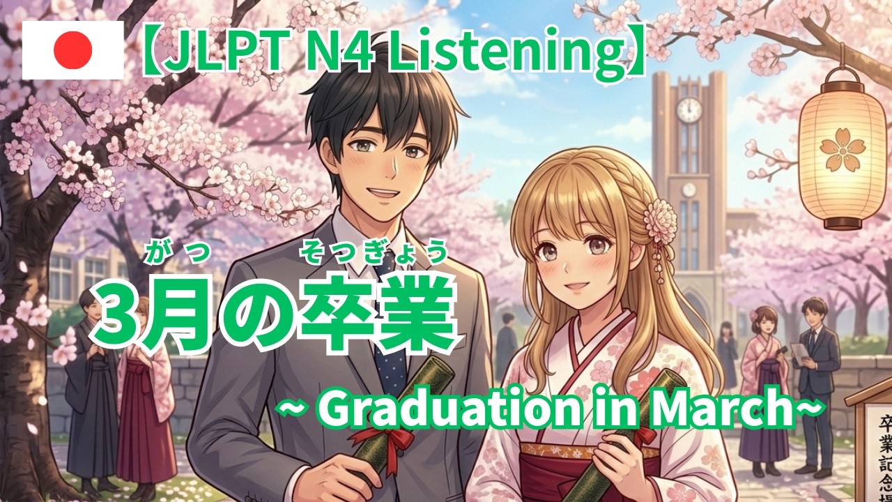 【日本語N4】桜の下で卒業おめでとう！〜Graduation Under Cherry Blossoms! 〜