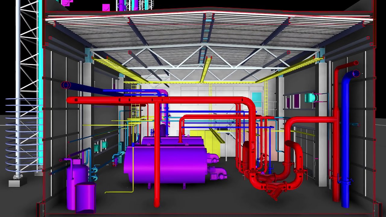 Координационная модель Navisworks | Виртуальный обход | BIM-модель Мини ТЭЦ