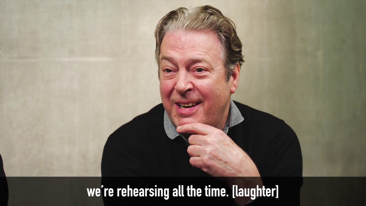 Roger Allam and Colin Morgan in rehearsals 2020