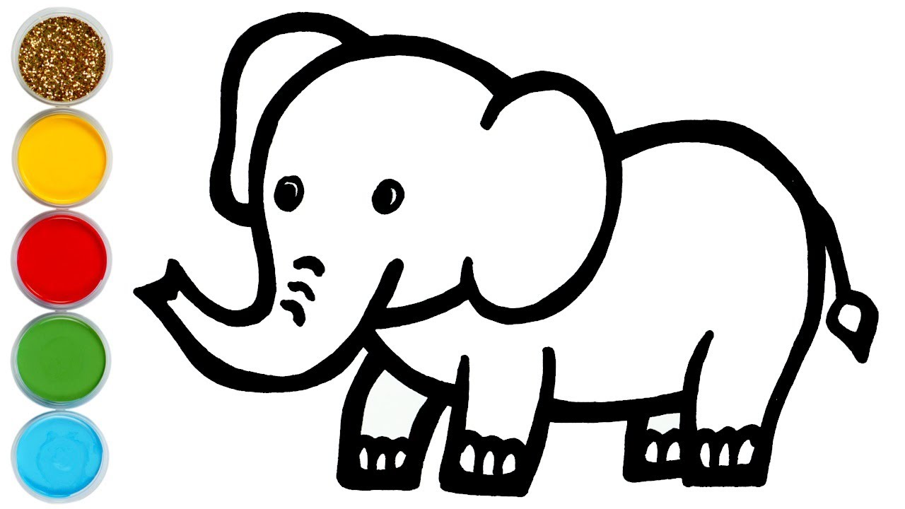 Elephant Baby Drawing, Painting and Coloring for Kids, Toddlers | How to Draw Animals