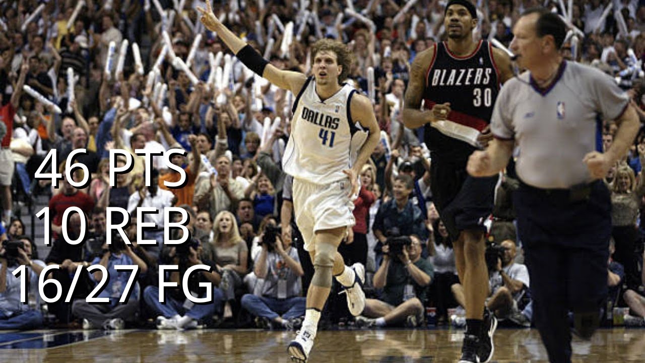 Dirk Nowitzki Full Highlights vs Trail Blazers (2003 WC1R GM1) - 46 PTS, 10 REB, 16/27 FG! BEAST!