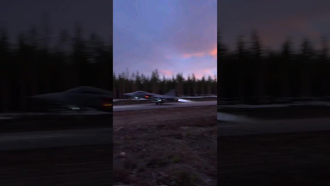 Saab JAS 39 Gripen Takeoff with Full Afterburners | Thrilling Jet Power Display