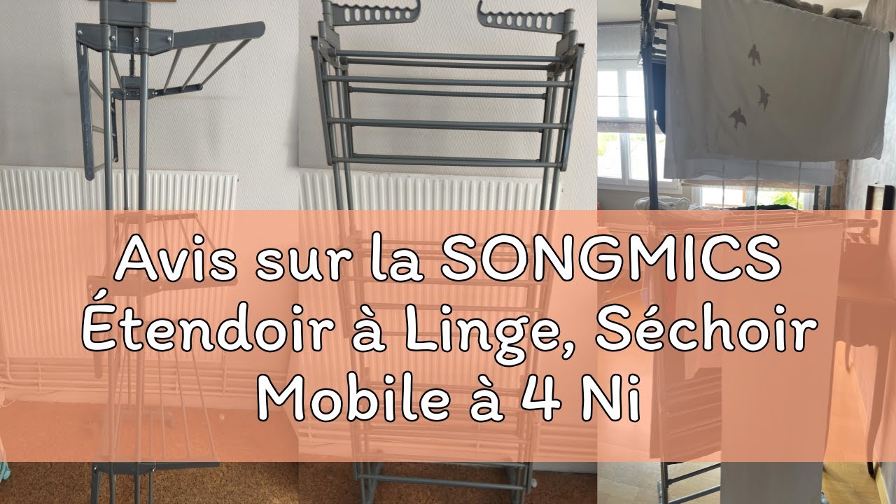 Avis sur la SONGMICS &Eacute;tendoir &agrave; Linge, S&eacute;choir Mobile &agrave; 4 Niveaux, avec roulettes, Pliable, 63,5 x 1