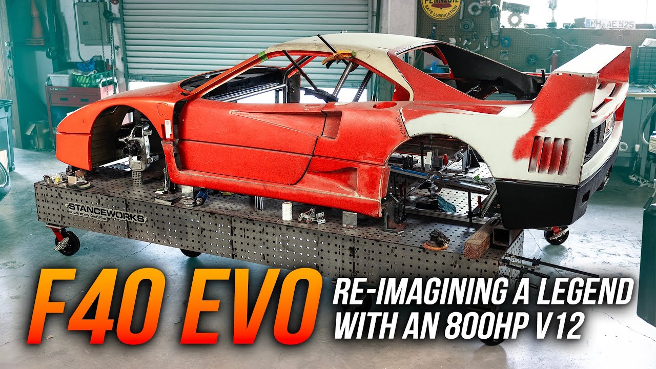 F40 EVO: A V12-swapped icon gets 458 Suspension Jig & Air Jacks