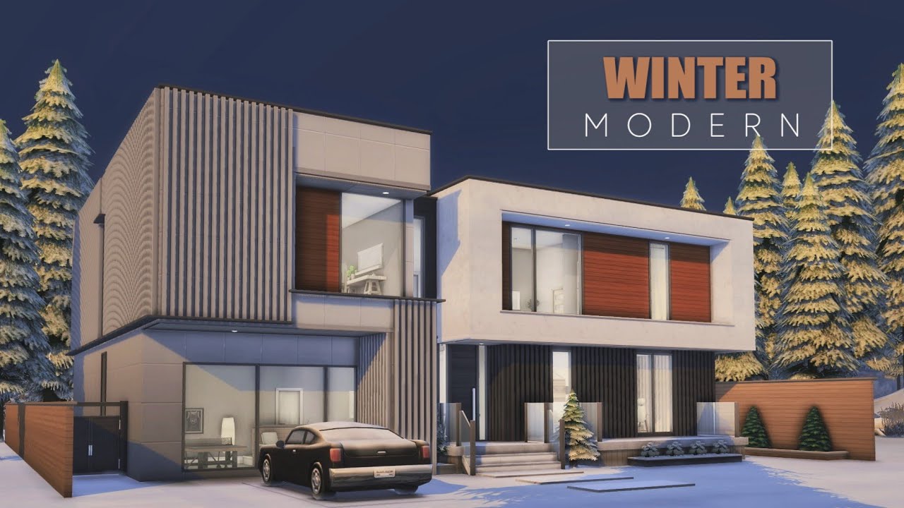 Winter Modern House | The Sims 4 Speed Build | NO CC | Stop Motion