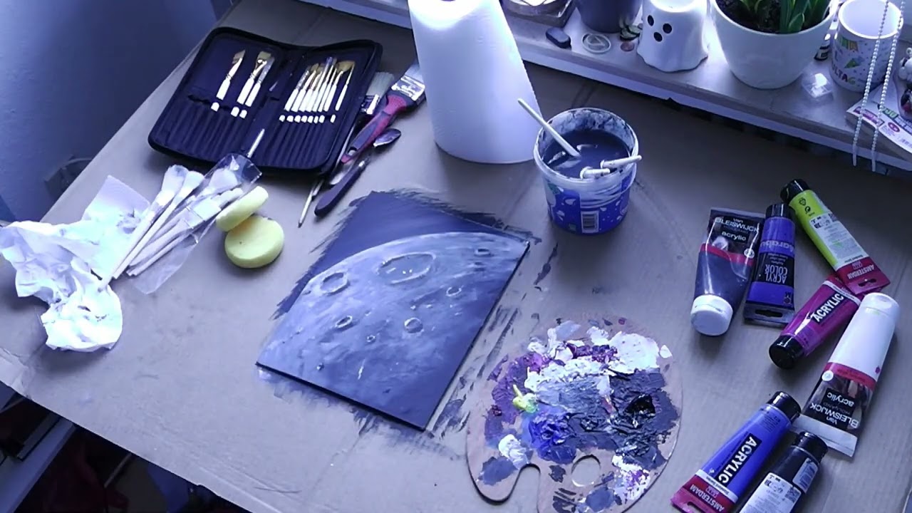 Big Księżyc w akrylu #moon #acrylic #akryl #art #malarstwo #maluje #farby