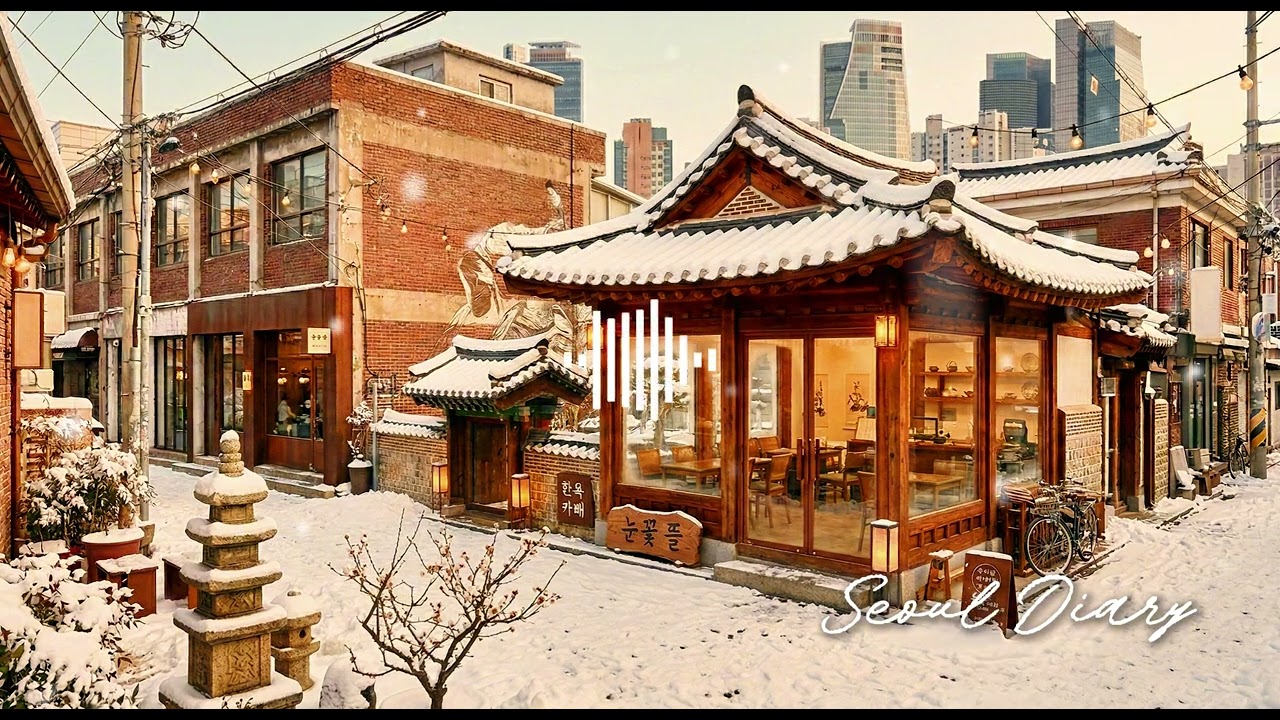 POV: You're in a Small Hanok Cafe in Seoul with Falling Snow ❄️ Healing Korean Lofi for Relaxation