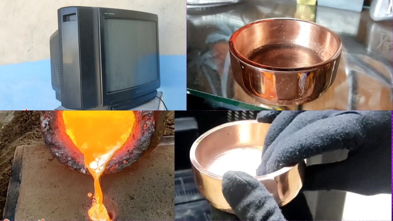 Small copper bowl casting | Melting old defective TV