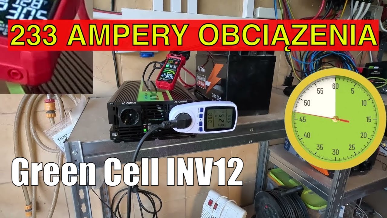 Green Cell INV12 12 V 230 V 3000 W Przetwornica Napięcia kontra Akumulator LiFePO4