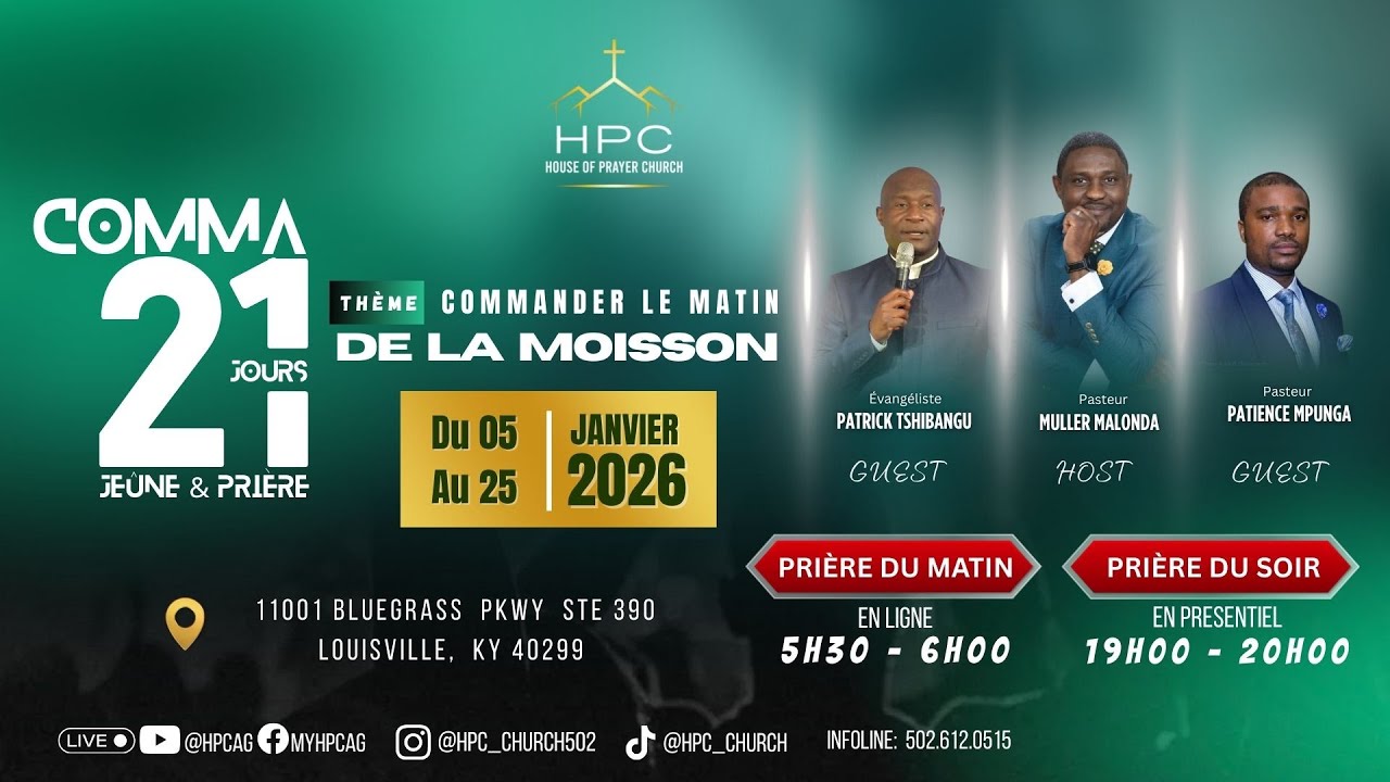 JOUR 19/21: SOIR | COMMANDER LE MATIN - 21 JOURS DE JEÛNES ET PRIÈRES POUR POSSÉDER 2026.