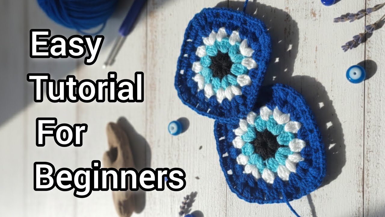 How to make perfect crochet granny square, evil eyes crochet granny square, evil eyes tutorial 