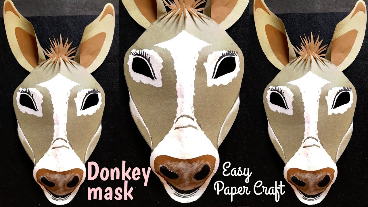 Donkey Mask Paper Craft. Donkey Costume. Animal Mask. School Craft. #donkeyMask #paperCraft #ckart