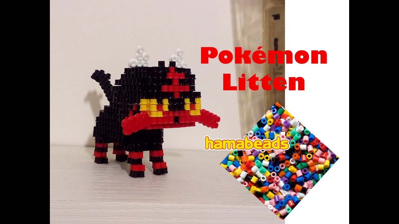 3D Pokemon Sun Moon Litten Hama Beads Perler Artkal assembly