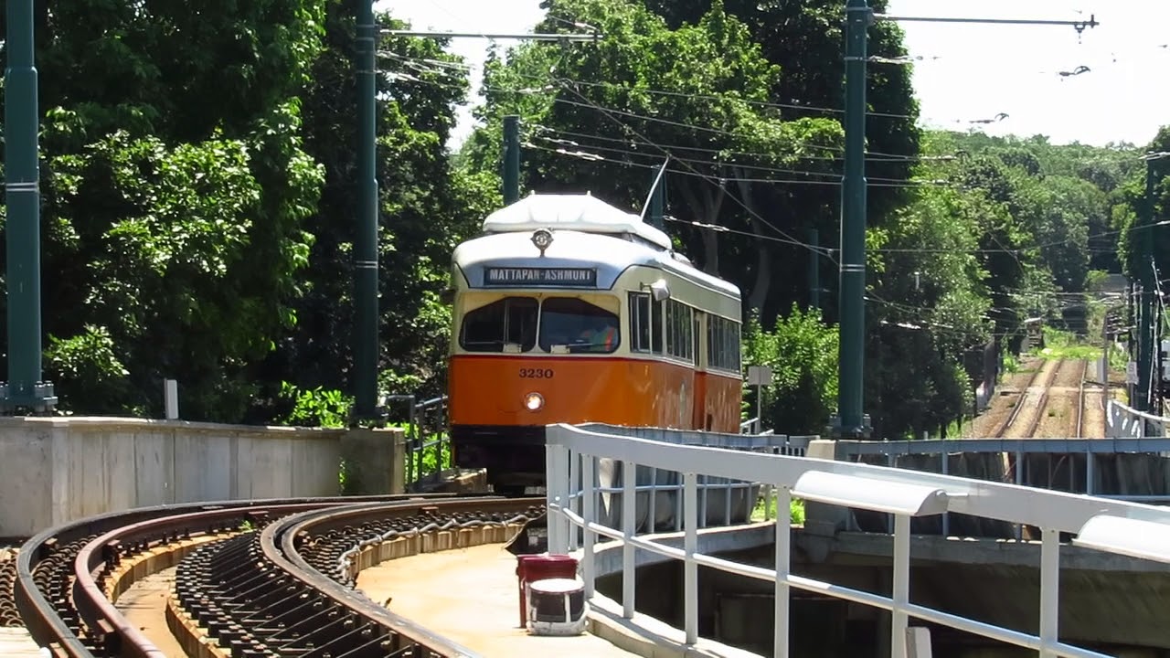 MBTA Subway: Ashmont bound PCC 3230 Ashmont-Mattapan High Speed Line entering Ashmont
