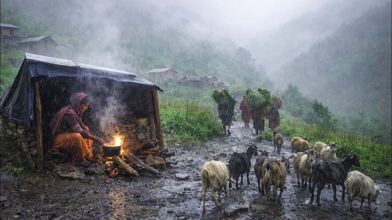 Life Inside a Nepali village During Extreme Rain Rural |Villages Daily Life in Monsoon |Village Life