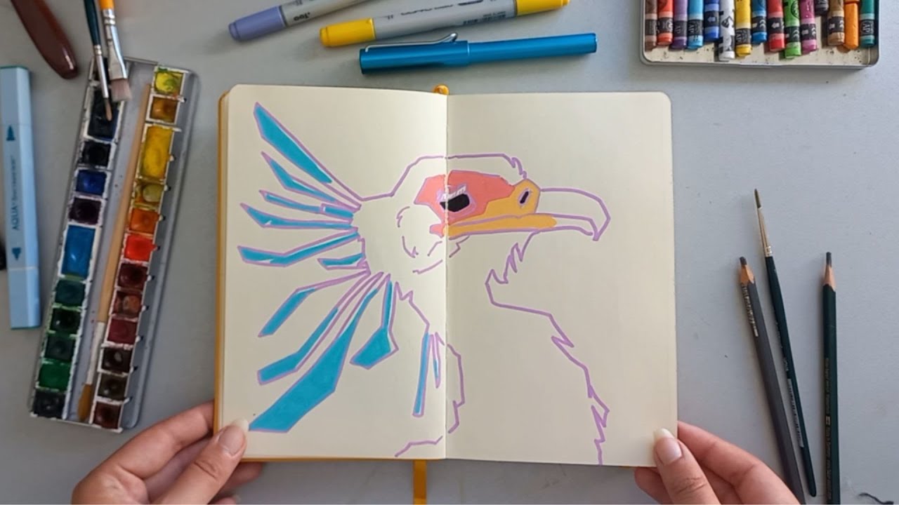 Sketchbook flip through - Yellow sketchbook (no talking)