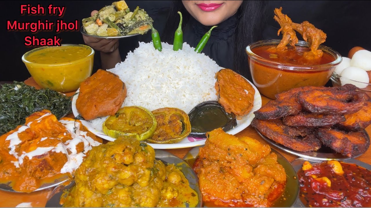 ASMR EATING BENGALI FOOD SHAAK,BEGUNI,FISHFRY,MURGIR JHOL,DUDH SHUKTO *INDIAN MUKBANG* SpiceAsmr