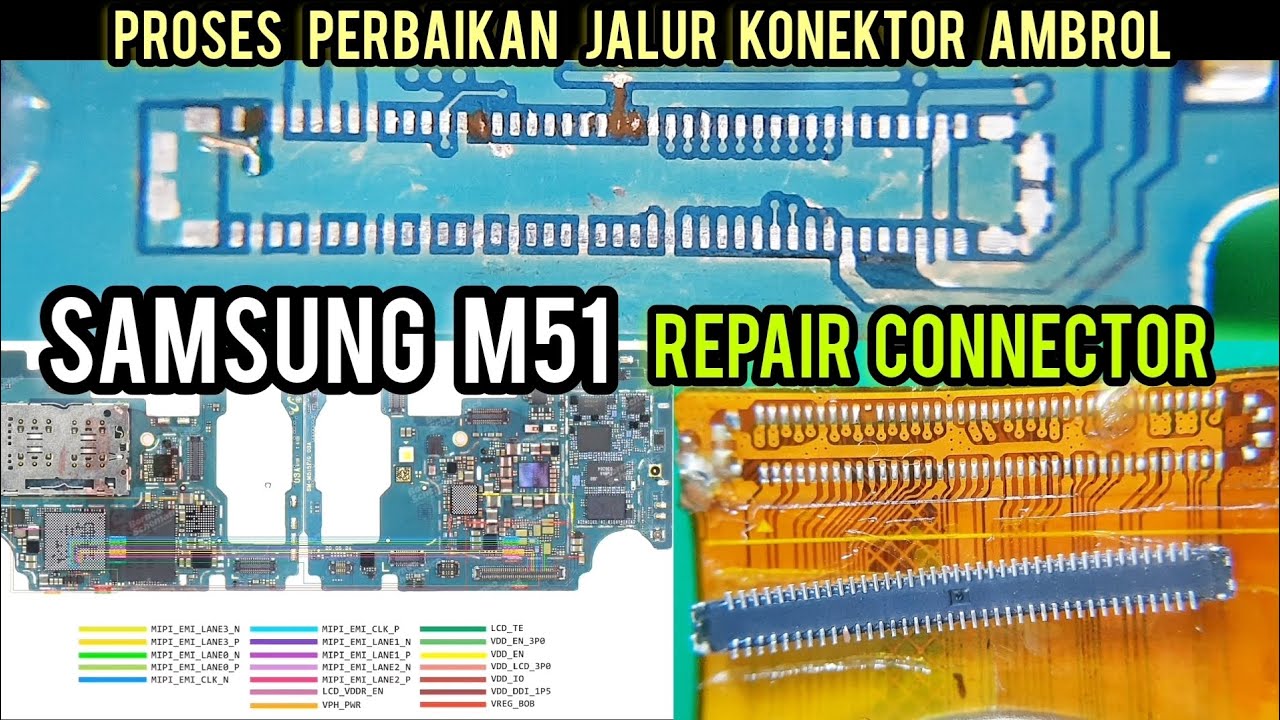 SAMSUNG M51 NO DISPLAY ‼ KONEKTOR RUSAK ‼ PERBAIKAN JALUR AMBROL ‼