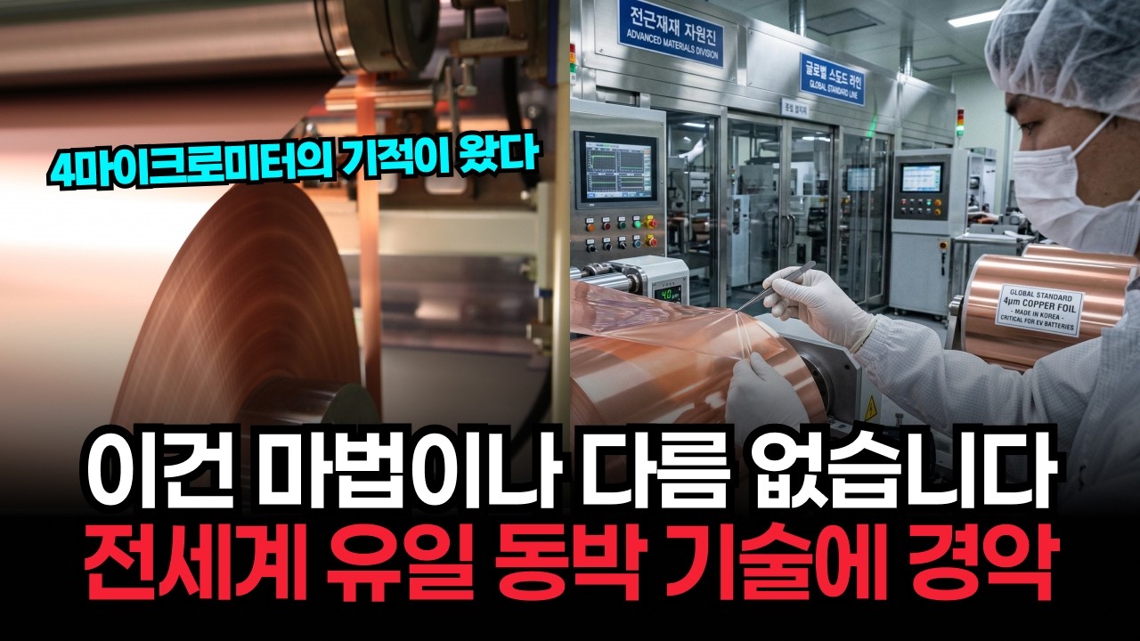 세계에서 가장 얇은 구리막 '동박', 전세계에서 유일하게 한국만 가능한 '4마이크로미터' 기적이 글로벌 표준이 된 소름돋는 이유