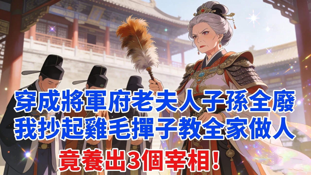 穿成將軍府老夫人，子孫全廢了？我抄起雞毛撣子教全家做人，竟養出3個宰相，成為一品誥命！#穿越#爽文#古言#完结#大女主#情感 #原创