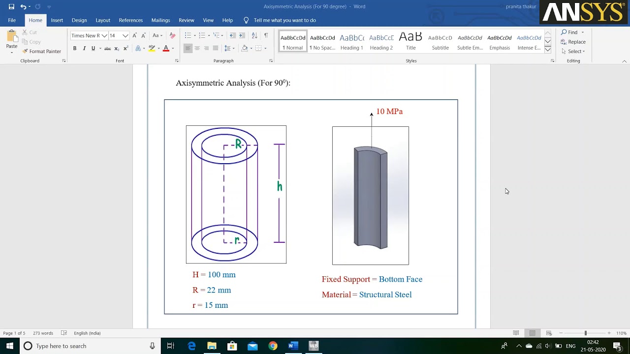 Axisymmetric analysis for 90 degree angle of rotation | Ansys | PCE | Pranita Thakur