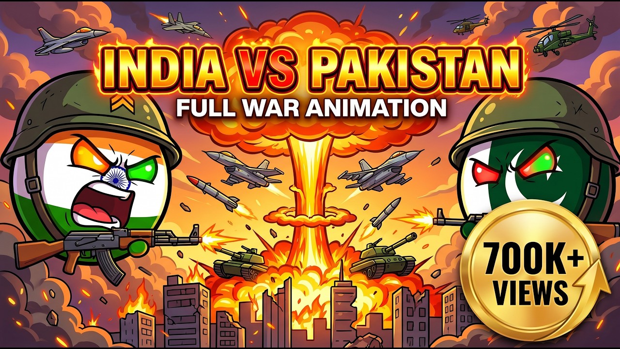 India vs Pakistan Full War Animation 😱 | Countryballs Comparison Hindi/Urdu
