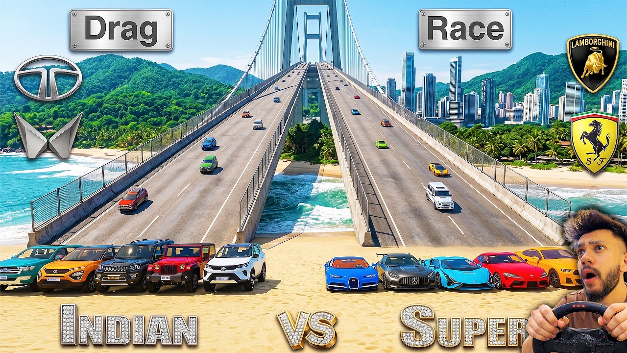 Powerful Indian 💪Suv Cars Vs Super cars🚀 Sky ☁️Mega Ramp Drag Race Challenge GTA 5