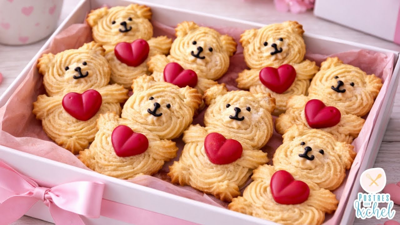 GALLETAS DE MANTEQUILLA FACILES| PASTISETAS EN FORMA DE OSITO PARA SAN VALENTIN | POSTRES CON IXCHEL
