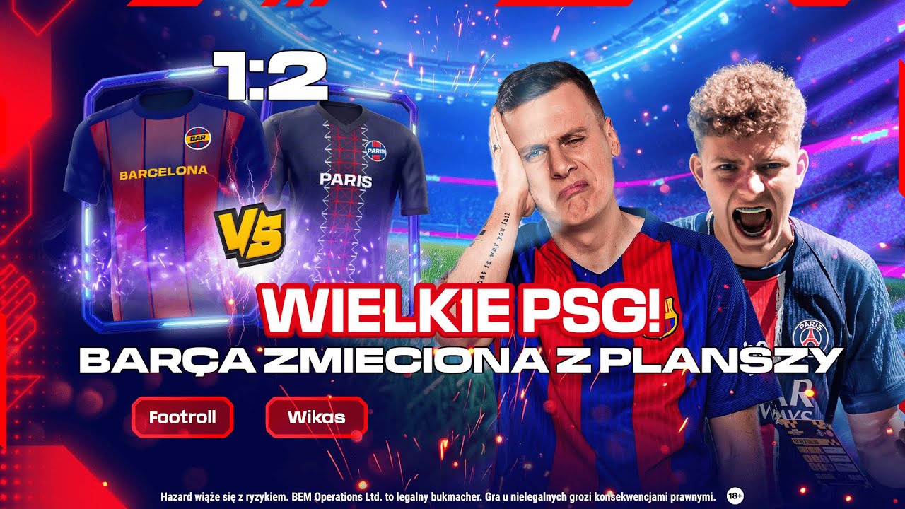 90. MINUTA! PSG OGRAŁO BARCELONĘ. FOOTROLL I WIKAS REAKCJE NA MECZ