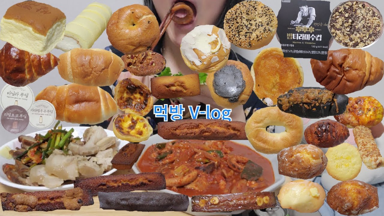 [먹방브이로그] 대전 당일치기, 근데 이제 35만원을 곁들인(밤티라미수/떠알밤/카스테라/모찌롤/수육/오징어두루치기/소금빵/푸딩/베이글/에그타르트/휘낭시에/마들렌/고구마쿠키)