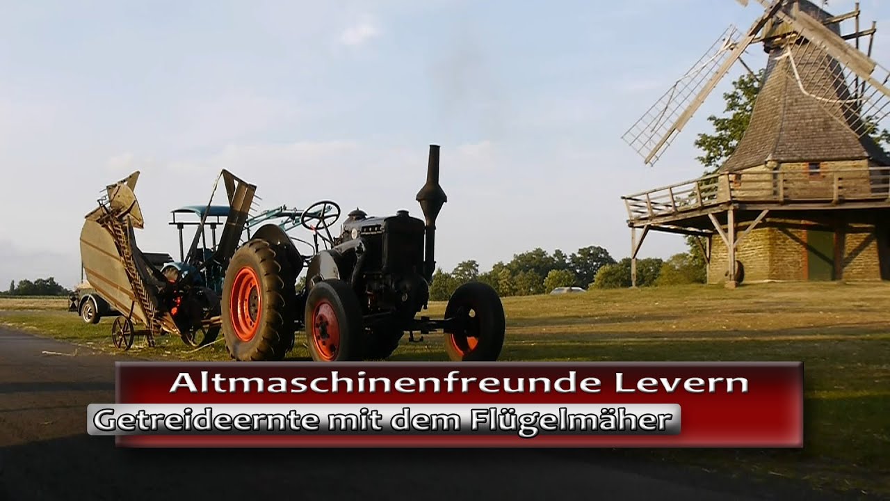 Getreideernte mit Lanz Bulldog und Flügelmäher von McCormick