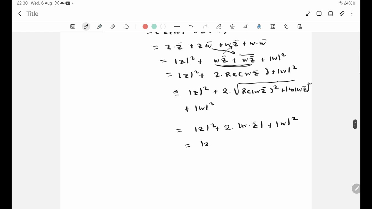 Proof of the triangle inequality in the set of Complex Numbers