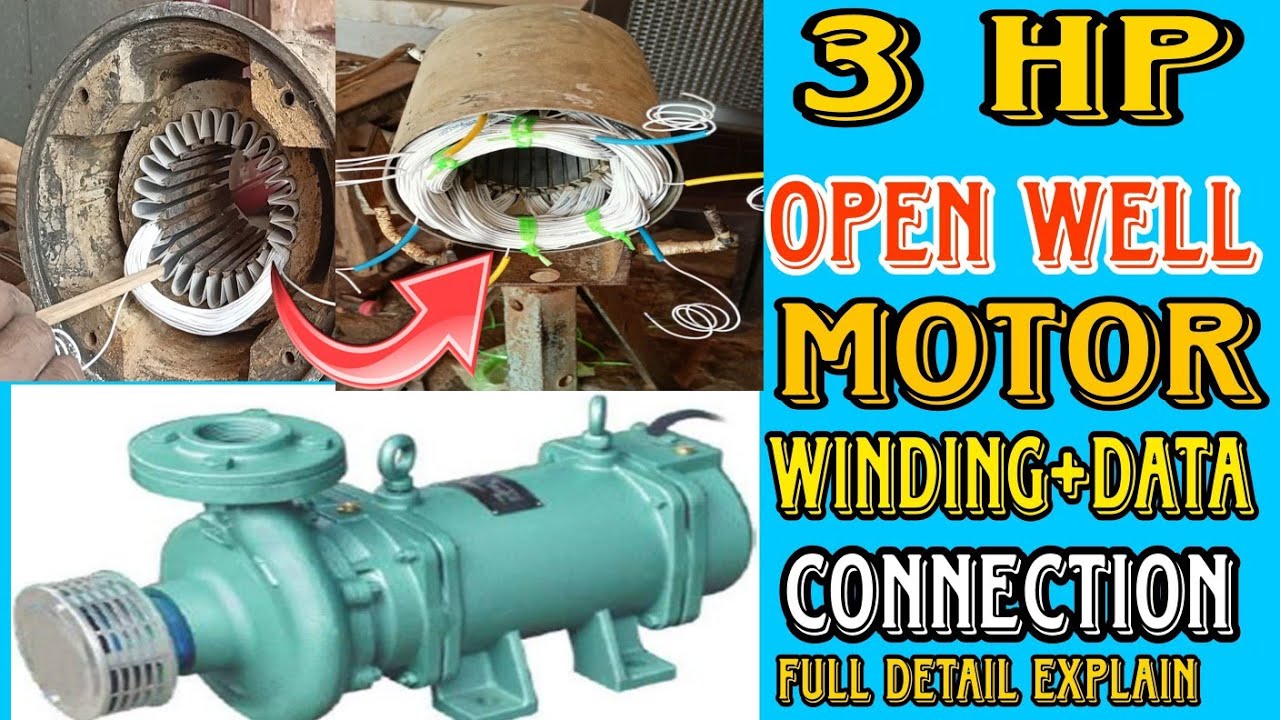 3 HP open well submersible winding data । 3 HP submersible motor winding data । open well winding